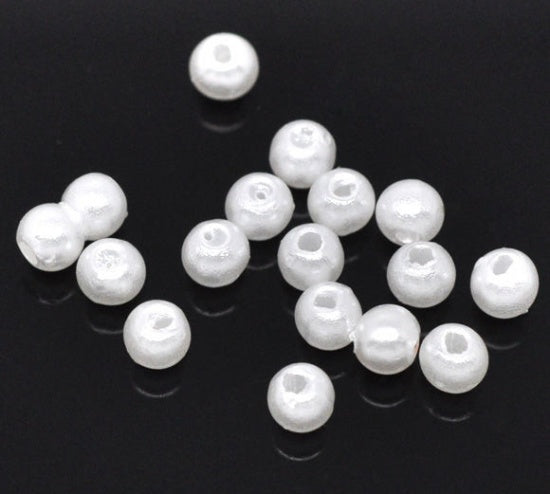 4mm Round Acrylic Pearls ~ White ~ Pack of 100