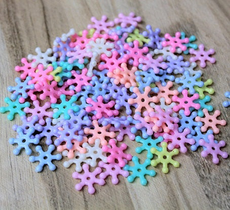 16mm Acrylic Snowflake Beads ~ Mixed Colours ~ 30 beads