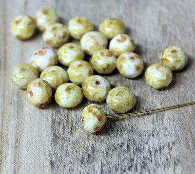 10 x Czech Glass Rondelle Beads ~ 9x6mm ~ Caramel Picasso