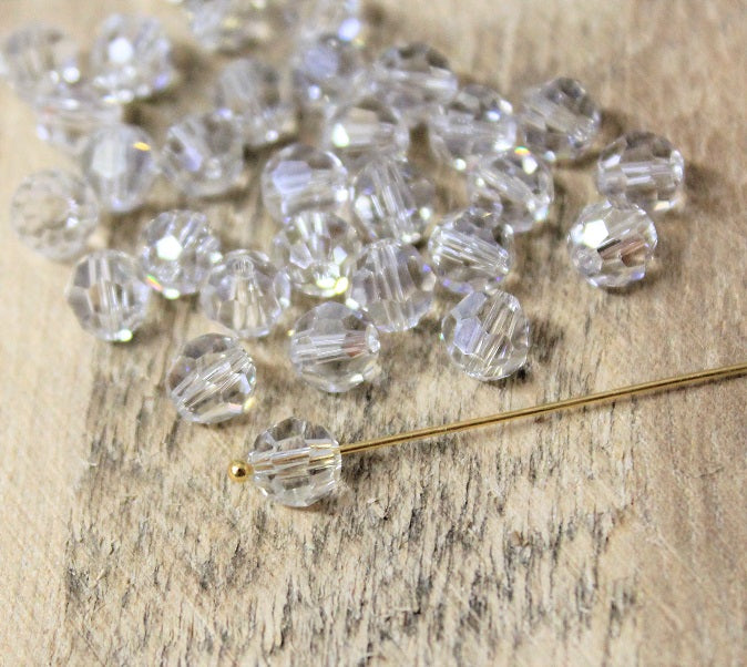 1 Swarovski Crystal Faceted Round ~ 6mm ~ Crystal Silver Shade