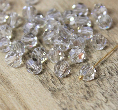 1 Swarovski Crystal Faceted Round ~ 6mm ~ Crystal Silver Shade