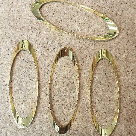 2 Gold Plate Large Solid Ovals ~ 60mm