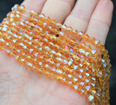 4mm Glass Bicones ~ approx. 96 Beads / String ~ Gold AB