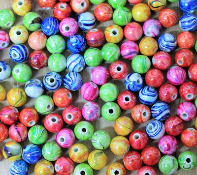 10mm Round Acrylic Glossy Beads ~ Mixed Colours ~ 20 Beads