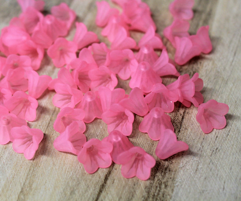 20 x Pink Lily Frosted Acrylic Bead Caps ~ 14x10mm
