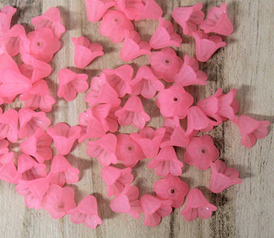 20 x Pink Lily Frosted Acrylic Bead Caps ~ 14x10mm
