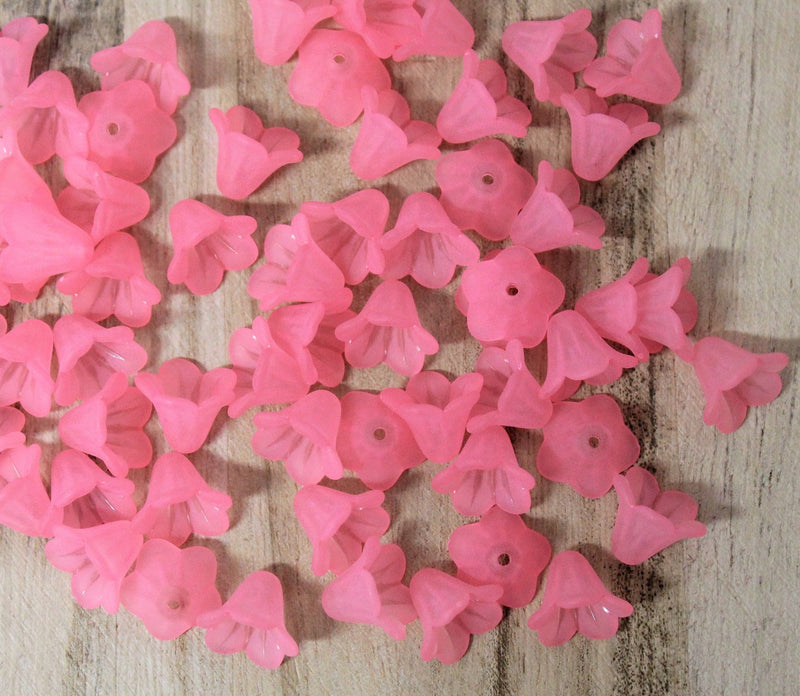 20 x Pink Lily Frosted Acrylic Bead Caps ~ 14x10mm