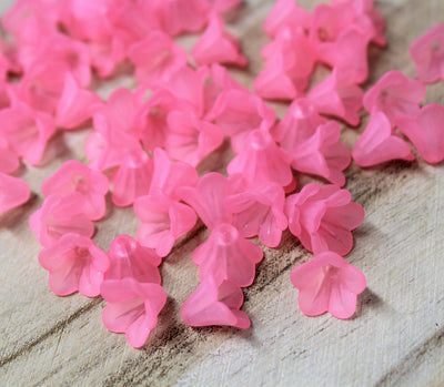20 x Pink Lily Frosted Acrylic Bead Caps ~ 14x10mm