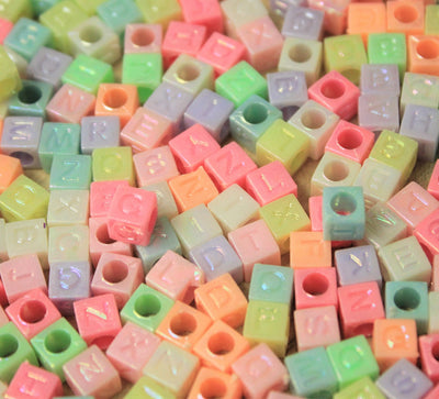 150 x Mixed Acrylic Alphabet/Letter Beads ~ Mixed Colours ~ 6mm Cubes