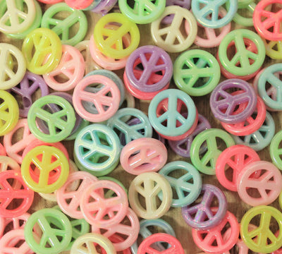 16mm Acrylic Peace Beads ~ Mixed Colours ~ 20 Beads