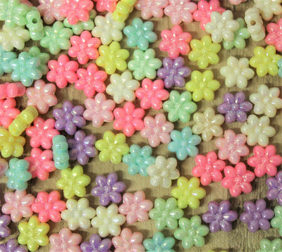 10mm Acrylic Flower Beads ~ Mixed Colours ~ 30 beads