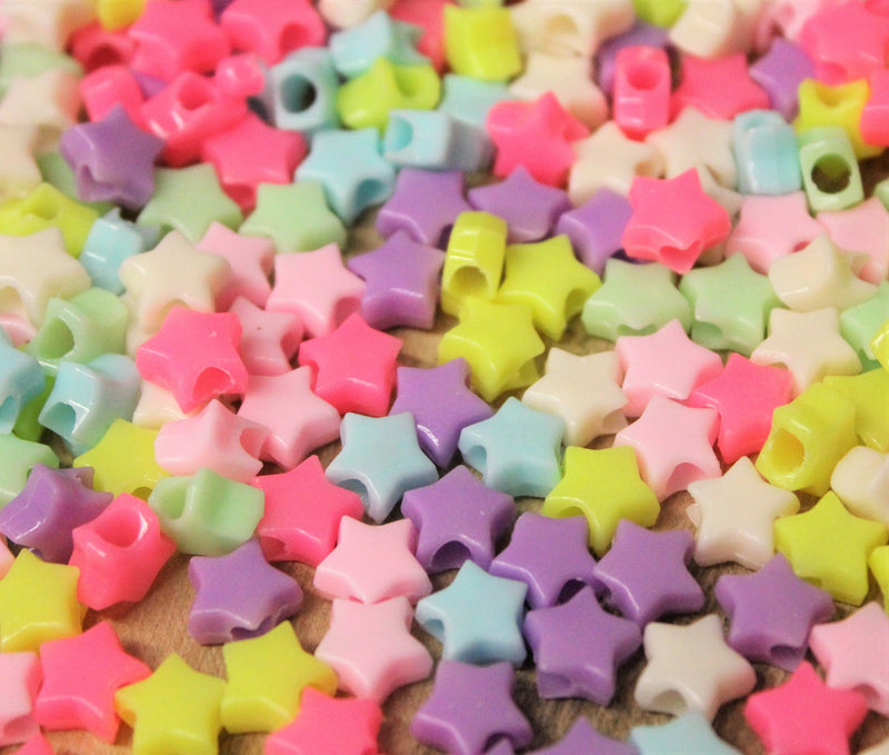 10mm Star Shaped Acrylic Beads ~ Mixed Colours ~ 100 Beads