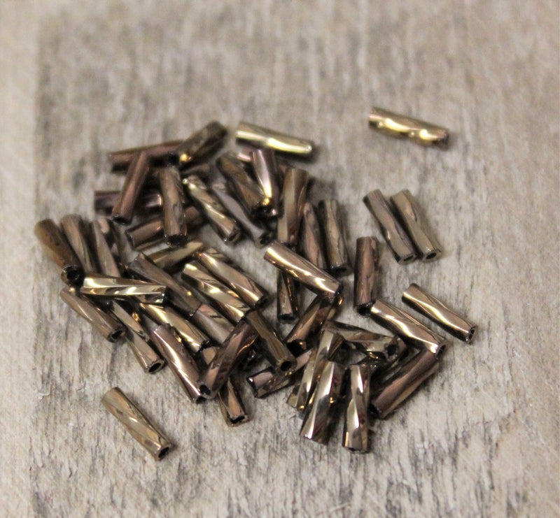 6x2mm FGB Twisted Bugle Beads ~ Metallic Copper ~ 20g