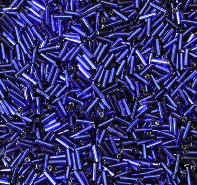 6mm Bugle Beads ~ Silver Lined Blue ~ 20g