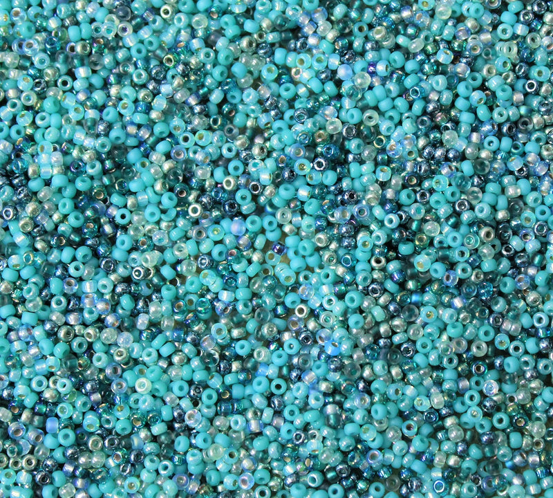 11/0 Miyuki Seed Beads ~ Aqua Mix ~ 10g