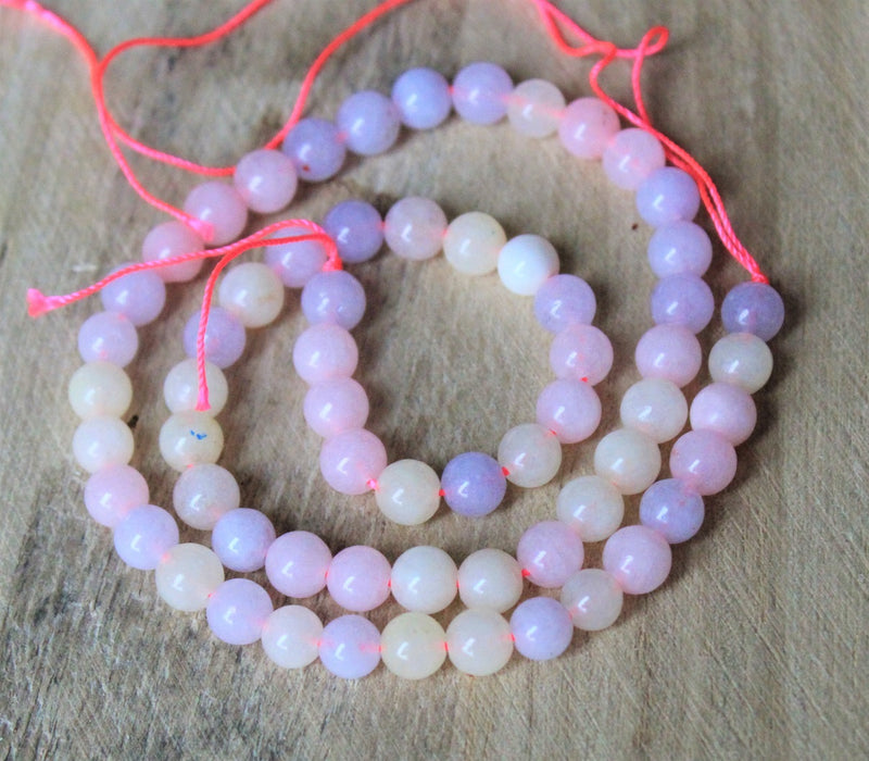 6mm Round Natural Dyed Jade Beads ~ Mixed Pastel Colours ~ approx. 60 beads / string