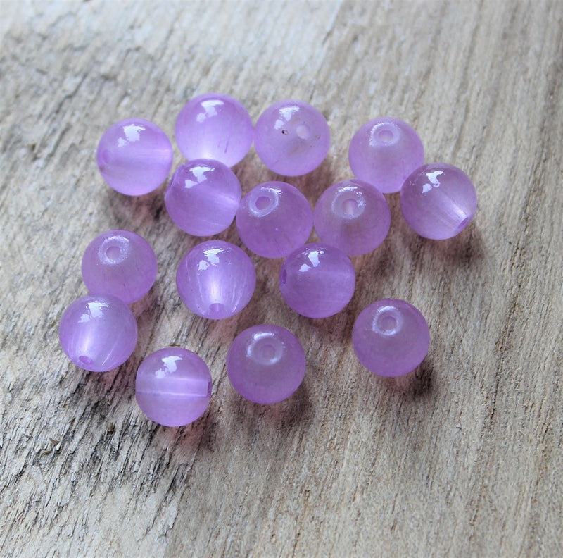 8mm Round Jade Style Glass Beads ~ Lt. Violet ~ 20 beads