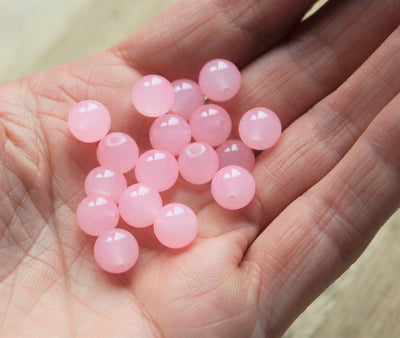 8mm Round Jade Style Glass Beads ~ Light Pink ~ 20 beads