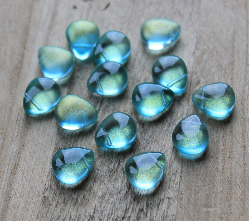 12.5mmx10.5mm Spray Painted Top Drilled Briolette Beads ~ Teal ~ Pack of 4