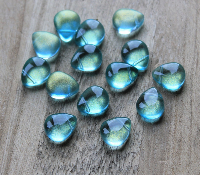 12.5mmx10.5mm Spray Painted Top Drilled Briolette Beads ~ Teal ~ Pack of 4