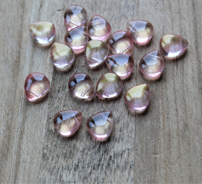 12.5mmx10.5mm Spray Painted Top Drilled Briolette Beads ~ Lt. Rose ~ Pack of 4