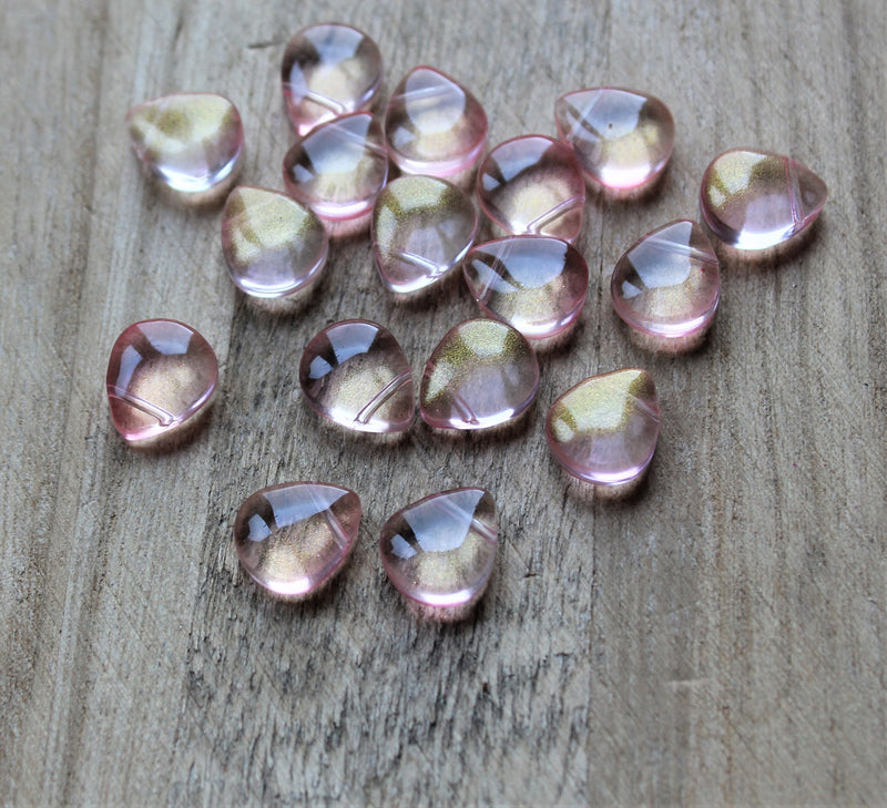 12.5mmx10.5mm Spray Painted Top Drilled Briolette Beads ~ Lt. Rose ~ Pack of 4