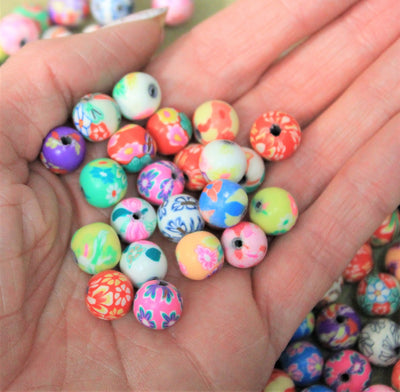 10 x Handmade Polymer Clay Beads ~ Mixed ~ 10mm