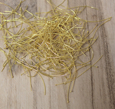 20g x Gold Plated Ball Headpins (Soft, Bent) ~ 50mm ~ Over 150 pcs