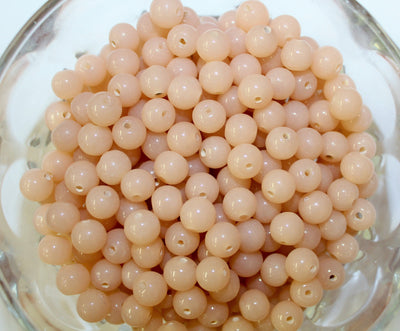 20 x Round Glass Beads ~ 8mm ~ Milky Peach