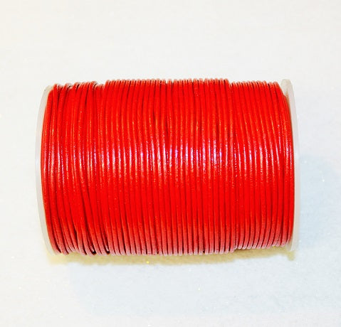 2mm Round Indian Leather Cord ~ Red ~ 1 Metre