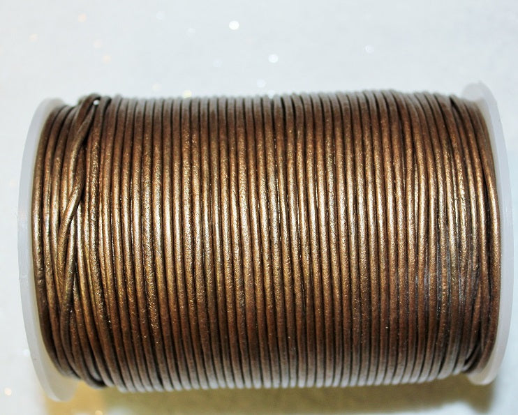 2mm Round Indian Leather Cord ~ Bronze ~ 1 Metre