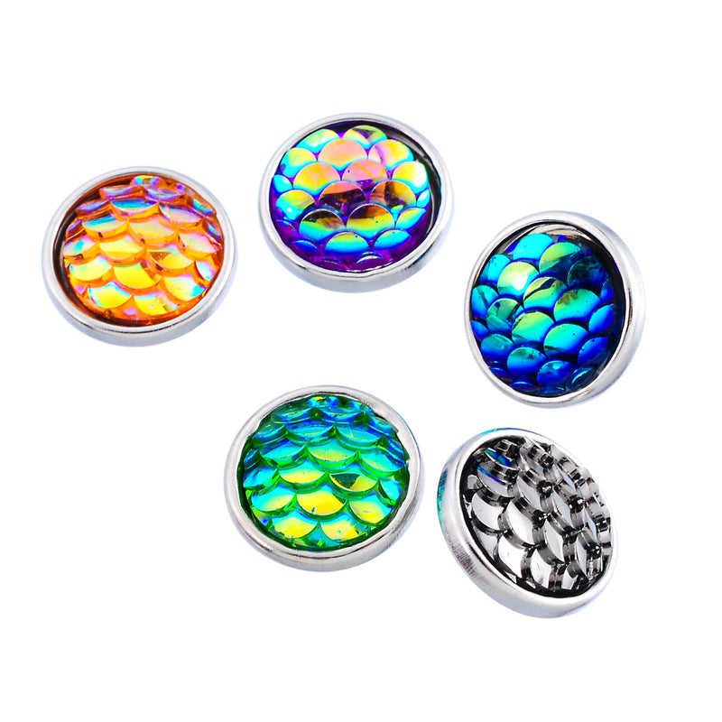 3 x Fish Scale MINI Snap Button ~ 12mm ~ Mixed