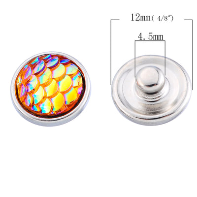 3 x Fish Scale MINI Snap Button ~ 12mm ~ Mixed