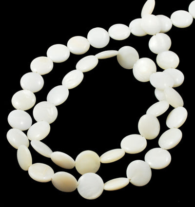 1 Strand x Natural Shell Beads ~ 17mm ~ White ~ approx. 22 beads
