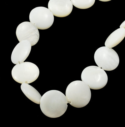 1 Strand x Natural Shell Beads ~ 17mm ~ White ~ approx. 22 beads