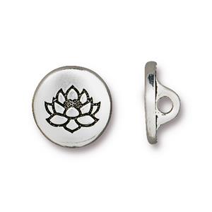 TierraCast Small Lotus Button ~ Antique Silver