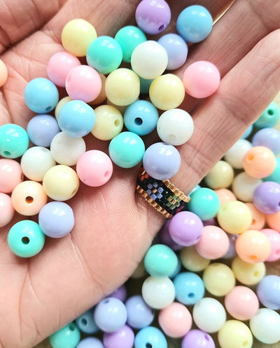 The Bead Store 10mm Round Acrylic Beads Mixed Pastel Colours Pack of 20