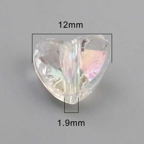 The Bead Store 12x11mm Faceted Acrylic Heart Beads Crystal AB Pack of 10