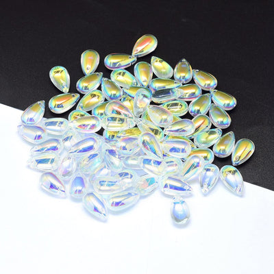 The Bead Store 14x8mm Top Drilled Drop Shaped Glass Beads Crystal AB Pack of 5