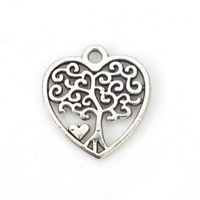 The Bead Store 18x17mm Antique Silver Heart Shaped Tree of Life Pendant
