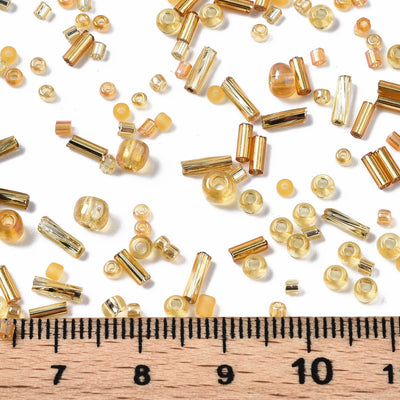 The Bead Store 20g of Assorted FGB Seed Beads Topaz and Gold Mix