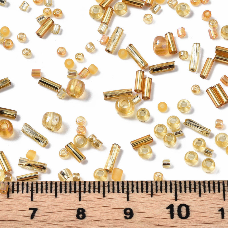 The Bead Store 20g of Assorted FGB Seed Beads Topaz and Gold Mix
