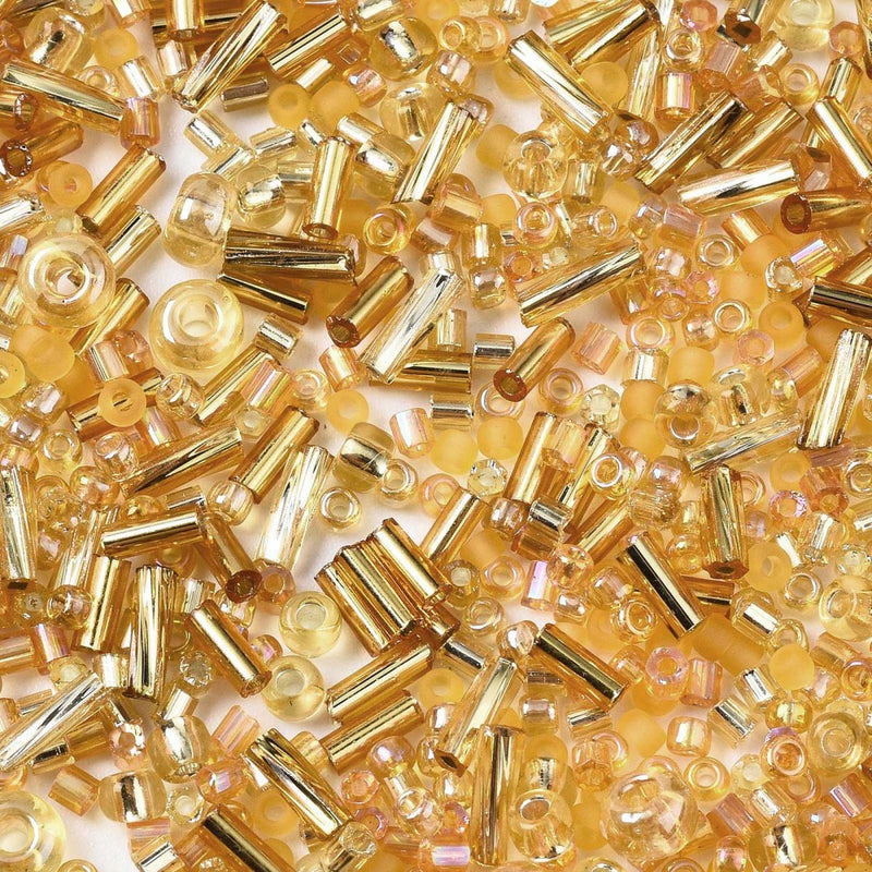 The Bead Store 20g of Assorted FGB Seed Beads Topaz and Gold Mix