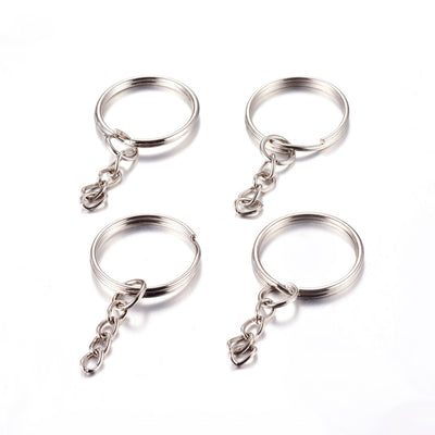 The Bead Store 25mm Rhodium Plated Split Key Rings 