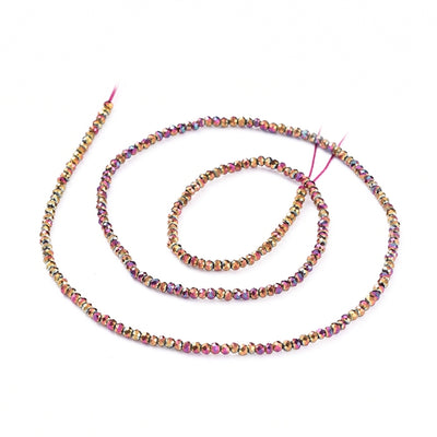 The Bead Store 2x1.5mm Faceted Glass Rondelle Beads ~ Rose Rainbow ~ approx. 220 beads