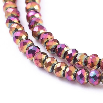 The Bead Store 2x1.5mm Faceted Glass Rondelle Beads ~ Rose Rainbow ~ approx. 220 beads