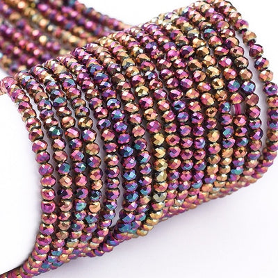 The Bead Store 2x1.5mm Faceted Glass Rondelle Beads ~ Rose Rainbow ~ approx. 220 beads
