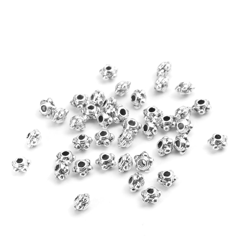 The Bead Store 30 Antique Silver 4mm Round Beaded Spacer Beads 