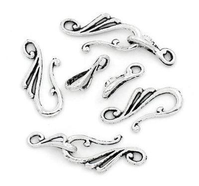 The Bead Store 3 x Antique Silver Hook and Eye Clasps 