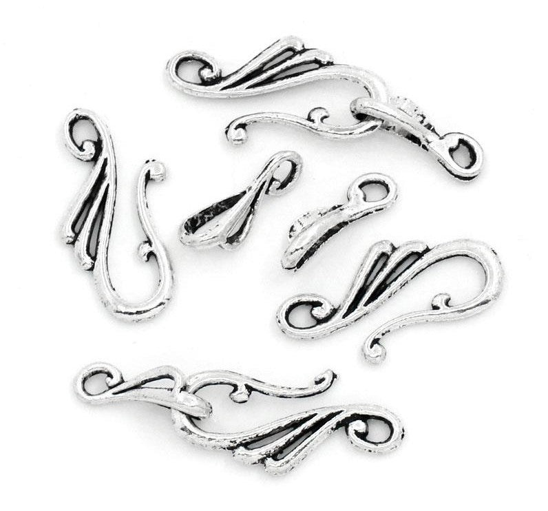 The Bead Store 3 x Antique Silver Hook and Eye Clasps 